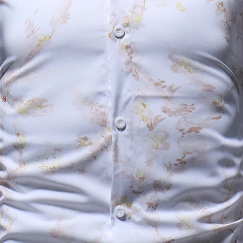 Baltos Spalvos Gėlių Spausdinti Marškinėliai Vyrų 2020 M. Visiškai Nauja, Slim Fit Long Sleeve Mens Suknelė Marškiniai Chemise Atsitiktinis Šalis Atostogų Marškinėliai Vyrams