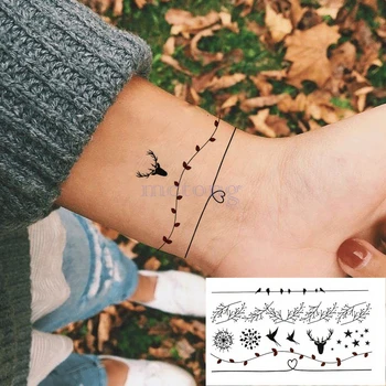 Atsparus Vandeniui Laikina Tatuiruotė Lipdukai Paukščių, Elnių Star Filialas Gėlių Tatto Tatuajes Vertus Tatouage Įstaiga 