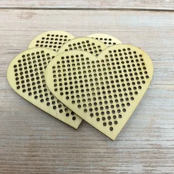 50pcs unfisnished medienos širdies formos užsakymą širdies kryželiu
