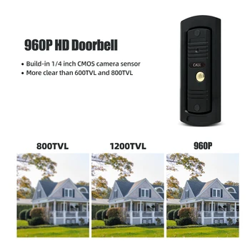 Jeatone Laidinio Vaizdo Doorbell su 3x 10 colių 960P Stebėti Doorbell Kamera Vaizdo Domofonas Namų Paramos Judesio Aptikimo