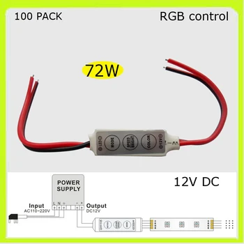 Gamintojas 100 PACK 72W 12V LED valdiklis RGB 5050 LED juostos juostų priedai LED stygos spalva keičiasi