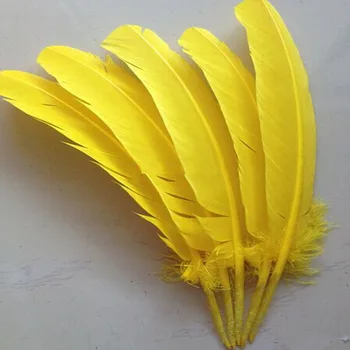 Didmeninė nemokamas pristatymas 50 VNT. geltona Turkija plunksnos 25 iki 30 cm / 10-12 colių vestuvių dekoravimas