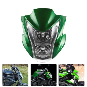 Motociklo priekinis žibintas Asamblėjos vadovas šviesos lempos Dirt Bike Lauktuvės Kaukė Žalia Kawasaki ER-6N 2012 13 14 15 2016