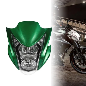 Motociklo priekinis žibintas Asamblėjos vadovas šviesos lempos Dirt Bike Lauktuvės Kaukė Žalia Kawasaki ER-6N 2012 13 14 15 2016