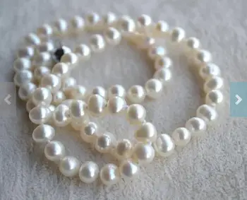 Smart Mėgstamą Perlų Papuošalai Baltos Spalvos, 6-7mm Nekilnojamojo Gėlavandenių Perlų Vėrinį Vestuvių, Gimtadienio Dovana Moterims Bauda Jewellry