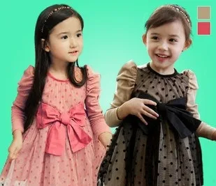 Suknelė pavasarį vaikų suknelė tikroji mergautinė vėjo banga taško, Pietų Korėja medvilnės suknelė