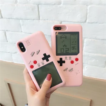 Tetris Žaidimas Mašina, Telefono dėklas Skirtas iPhone 6 6S Plius Padengti Retro Žaidimų Konsolės Atveju iPhone 7 8 Plus X XS XR Max Pink Panther