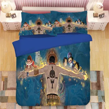 Namų Tekstilės Animacinių, Anime ONE Piece Karalius Dydžio Patalynės Komplektas Lova Užvalkalai 3pcs Šalikas Patalynės Komplektai Antklode Padengti Užvalkalas