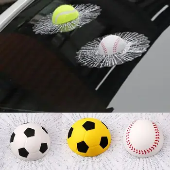 3D Futbolo, Teniso Kamuolys Pataiko į Automobilių Kėbulo, Automobilių Lipdukai, Auto Langą Lipdukai Automobilio Stiliaus Vandeniui atspari Aukštos nelankstumą Bamperio Lipdukas
