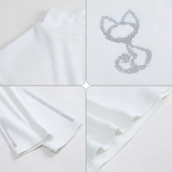 Moterų Viršūnių Long Sleeve Tee Marškinėliai Femme 2020 M. Pavasarį Y2k Marškinėliai Gręžimo Katė Mielas korėjos Streetwear Atvirų Pečių Marškinėlius XC024