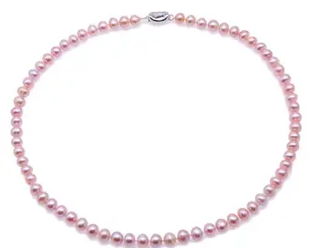 Moterų Papuošalai gamtos pearl 8mm raudonos perlas 925 sidabro užsegimas karoliai Natūralių gėlavandenių perlų dovana 17