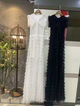 2019 Naujas Moterų baltas juodas Akių O-Kaklo, rankovių Vestidos Maxi suknelė Bodycon Įžymybė vakare Šalis Suknelė dropshipping
