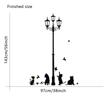 143 x 97cm Europoje Juokinga Juodosios Katės Gatvės apšvietimo Sienų Lipdukai Vaikų Kambario Darželio Miegamojo Puošimas lipnios Vinilo Lipdukai