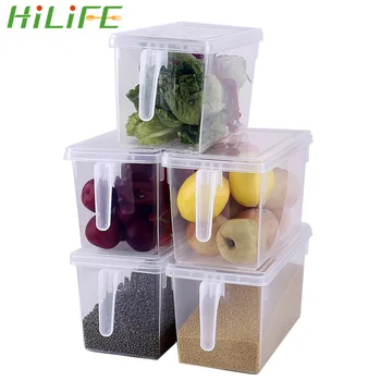 HILIFE Virtuvės Skaidrus PP Saugojimo Crisper Box Plastiko Uždaromos Maisto Konteineris Šaldytuvas dėklai