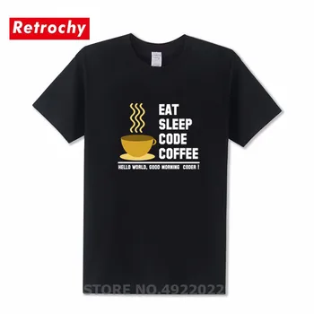 Naujovė Programuotojas Valgyti, Miegoti Kodas Kavos Marškinėliai Vyrams Kodas Programuotojas mėgėjams T-shirt Geek Komanda Programuotojas Unisex Mados Marškinėliai
