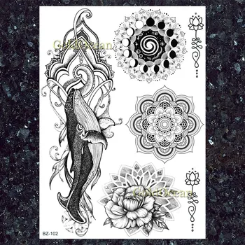 GoldOcean Seksualus Mandala Gėlių Dream Catcher Vėžlio Rotango Tatuiruotės Lipdukai Kaklo Moterys Tatuiruotės Laikina Įstaiga, Rankos, Krūtinės Tatoos