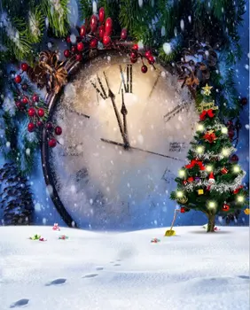 5x7ft Kalėdų Eglutė Laikrodis Sniego Fotografijos Backdrops Foto Rekvizitai Studija Fone