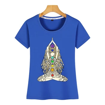 Topai Marškinėliai Moterims chakra meditacija moteris įdomus sun 