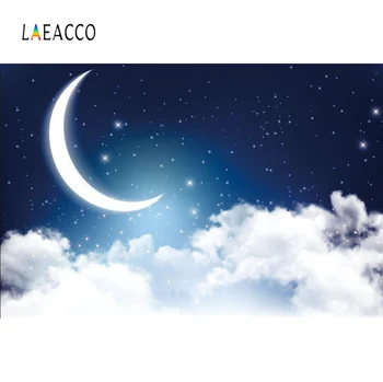 Laeacco Foto Tapetai Blizga Moon Star Debesis Žvaigždėtą Tapetai Kūdikis Naktį Vaizdingas Fotografijos Backdrops Photocall Fotosesiją