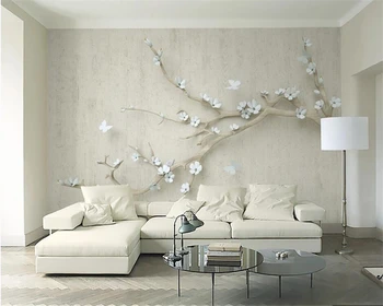 Pritaikyti 3d tapetai iškilumo naujas Kinijos filialas slyvų žiedų drugelis freskos 3d kambarį fono sienos freskos tapetai