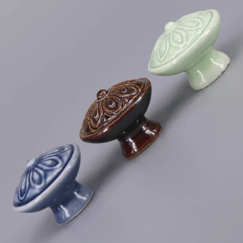 6pcs 38mm Europos sielovados baldų rankenėlės saldainiai spalvos keramikos Spintos stalčių spinta durys traukti rankena