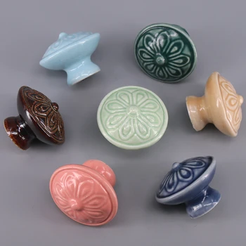 6pcs 38mm Europos sielovados baldų rankenėlės saldainiai spalvos keramikos Spintos stalčių spinta durys traukti rankena