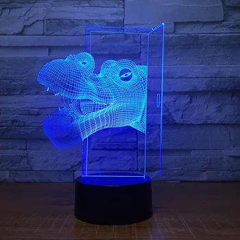 7 Spalvų Palaipsniui Keisti Mielas Dinozauras Vadovas Mažas Naktį Lempos Kabinos Apdailos Usb Led Vaikai Lempos Gimtadienio Dekoracijas 3D LED Lempos