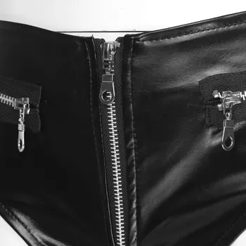 Moteriški Femme Moto Punk Mados Mini Šortai Oda, Užtrauktukas Uždarymo Šlapias Atrodo Grobis Šortai Polių Clubwear Šokių Mažas Juosmens Hotpants