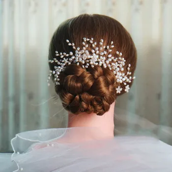3pcs/set Spalvingas Vestuvių Pearl Plaukų Šukos ir plaukų segtukai Moterų Pearl Gėlių Galvos Karūną Nuotaka Plaukų Pin Apdailos Papuošalai
