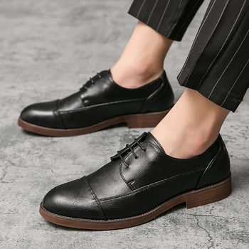 2020 stiliaus mados vyriški batai atsitiktinis odos klasika ruda juoda nėrinių derby batų vyras patogus, gražus oxfords bateliai vyrams