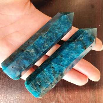 2VNT Gamtos Mėlyna Apatite Kristalų Lazdelė Kvarco Mineralų Bendrosios Taškų Meditacija Gydomųjų Akmenų Apdaila Egzempliorių Reiki
