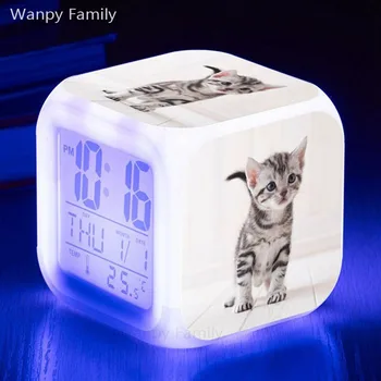 2021 Naujas Labai miela Katė žadintuvai,Žėrintis LED Spalva Pakeisti žadintuvai Vaikai Multifunctio žaislai skaitmeninis žadintuvai