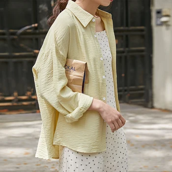 Naują pavasario kietas Vintage Marškinėliai moteriška Negabaritinių Viršūnes Moterų Ilgas rankovėmis Palaidinė Mergaitėms Plius Dydis Rudenį Moterims Palaidinės femme Blusas