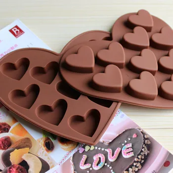LINSBAYWU Silikono šokolado pelėsių 10 mažų širdies formos silikono tortas bakeware pelėsis