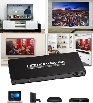 HD 4x4 Matricos Splitter Jungiklis 2x2 3x3 4 Audio Video Converter 4K 60 hz 1080P Tinka RS232 EDID 3D HDR už PS4 PS5 DVD PC Prie TV