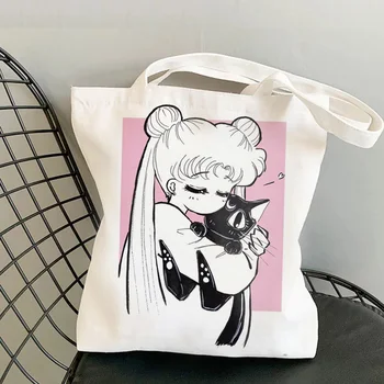 Sailor Moon pirkinių krepšys pirkinių ekologinio perdirbti maišelį bolsa daugkartinio naudojimo shopper bag, sulankstomas bag reciclaje maišeliu cabas patraukti