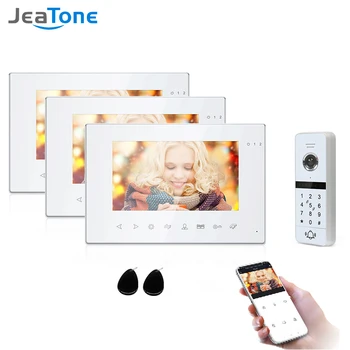Jeatone Wifi Smart Video Duris Telefono Ryšio Sistemos su 3x Naktinio Matymo Stebėti + 1x960p Slaptažodį Atrakinti durų skambutį Fotoaparatas
