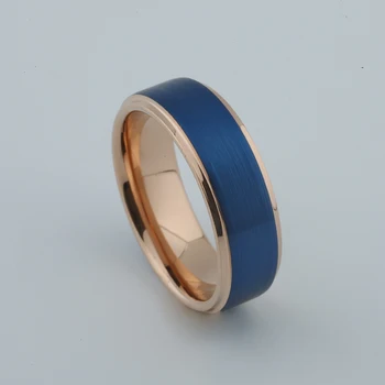 Aukščiausios kokybės volframo karbido žiedas vyrų rose aukso mėlyna danga Aljansų vestuvių juostoje pora žiedai vyrams ir moterims