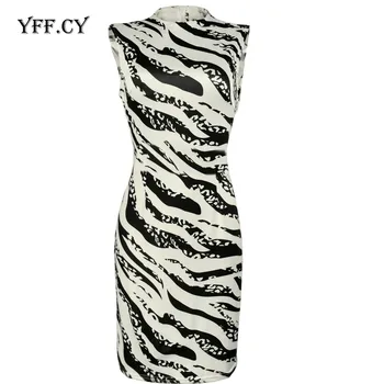 Seksualus Rankovių zebras spausdinti apvalkalą mini suknelė Moterims vasaros Elegantiškas Mados Šalis dryžuotas bodycon trumpos suknelės Ponios Vestidos