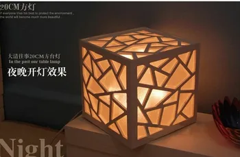 Išdrožti modelius ir dizainus ant medžio kūrybinės energijos taupymo dekoratyvinis 20cm * 20cm aikštėje stalo lempos kambarį tyrimas lempos