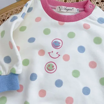 Pavasarį naują dot spausdinti ilgomis rankovėmis medvilnės Bodysuits baby girl drabužiai, kūdikių bodysuit