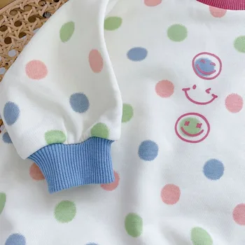 Pavasarį naują dot spausdinti ilgomis rankovėmis medvilnės Bodysuits baby girl drabužiai, kūdikių bodysuit