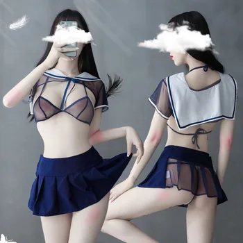 JIMIKO seksualus mokyklos mergina vienodas matyti per apatinis trikotažas itin trumpas sijonas erotika cosplay slutty kostiumai sailor Mokyklos Mergaitė apranga