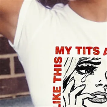 2018 Naujas Moterys Vasarą Mielas Animacinių filmų Laišką, Print T-marškinėliai trumpomis Rankovėmis Seksualus Bambos Nuogos Apkarpyti Viršūnes, O Neck T Shirt S M L