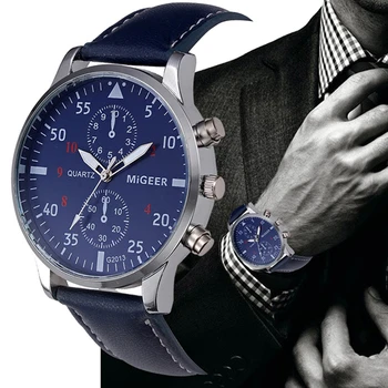Sporto laikrodis vyrams MIGEER odinis dirželis atsitiktinis riešo žiūrėti elegantiškas kvarco vu 99 S0380 išsiųstas iš Italijos