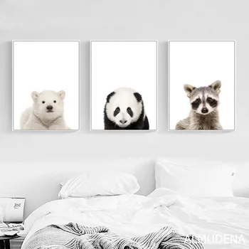 Gyvūnai, Plakatų ir grafikos Panda Bear Darželio Kabučių, Drobė Meno Nordic Tapybos Sienos Nuotraukos, Vaikų Kambario, Apdailos, be Rėmelio