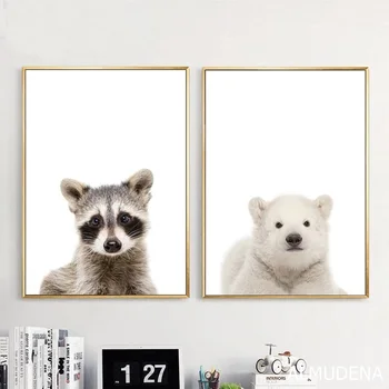 Gyvūnai, Plakatų ir grafikos Panda Bear Darželio Kabučių, Drobė Meno Nordic Tapybos Sienos Nuotraukos, Vaikų Kambario, Apdailos, be Rėmelio