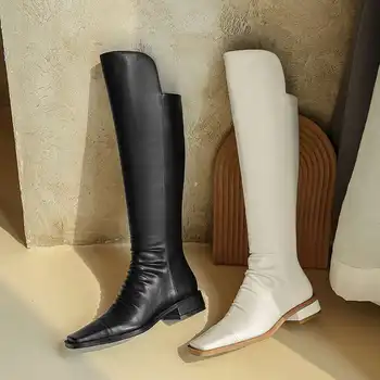 Vichelo Karšto natūralios odos aikštėje kojų med kulno žiemos batai išlaikyti šiltas, klasikinio stiliaus grožį panele streetwear knee-high batai L92
