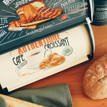 Prancūzijos Derliaus Duonos Dėžutės Saugojimo Bin Naujinimų paketą viršuje šviesiai pilka spalva smulkūs Milteliai Dengtos Duona Geležies Užkandis Dėžės, Virtuvės, Namų Dekoro