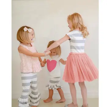 Kūdikių Mergaičių Suknelė Mielas Dryžuotas Princesė Suknelės Vaikams, Vaikiška T-Shirt Tutu Suknelė 2018
